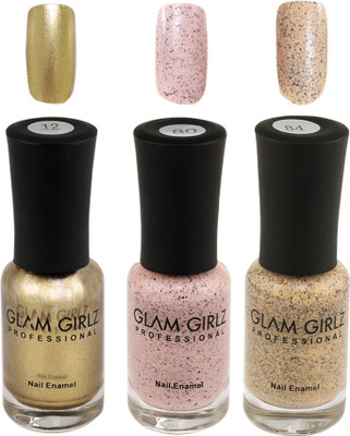 

Glam Girlz Glitter & Crumble Nail Polish-Combo(12-80-84) golden, baby pink, light orange(Pack of 3)