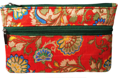 

auk Elegant Flower Print Hand Purse For Women's Pouch(Orange)