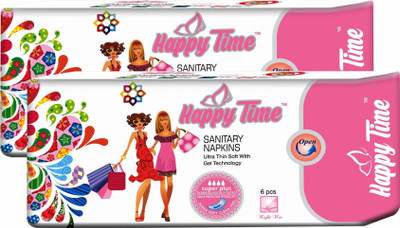 

Happy Time 320 Ultra Sanitary Pads (6 pcs) X 2 Pkts Sanitary Pad(Pack of 12)