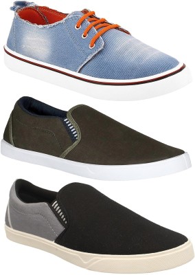 

Chevit Combo Pack of 3 Casual & Sports Shoes (Loafers & Sneakers Shoes) Sneakers For Men(Blue, White, Blue & olive & grey