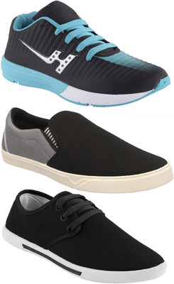

Pexlo Combo Pack of 3 Casual & Sports Shoes (Sneakers & Running Shoes) Casuals For Men(Multicolor, Black & grey