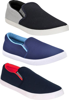 

A-CLASS Combo Fitman Grey,Red & Blue Slip On Sneakers For Men(Multicolor