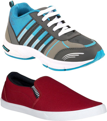 

Chevit Combo Pack of 2 Casual & Sports Shoes (Loafers & Running Shoes) Casuals For Men(Blue, Grey, Maroon