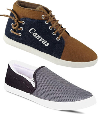 

Chevit Combo Pack of 2 Casual & Sports Shoes (Loafers & Running Shoes) Casuals For Men(Brown, Grey