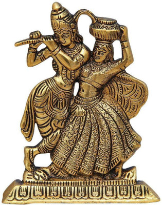 Jaipuri Craft Radha Krishna Antique Golden Color In Metal For Wall Hanging Decorative Showpiece  -  15 cm(Brass, Gold)