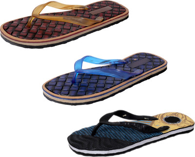 

IndiWeaves StepCare Slippers, Brown::blue::black