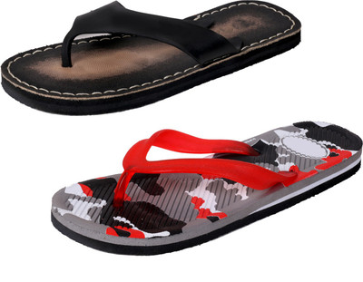 

IndiWeaves StepCare Slippers, Black::red
