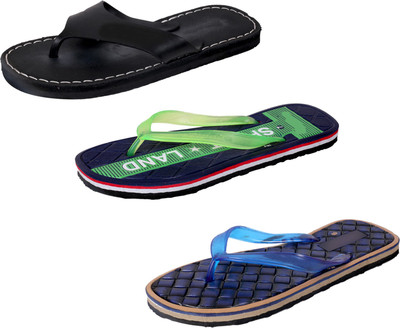 

IndiWeaves StepCare Slippers, Black::green::blue