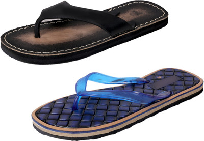 

IndiWeaves StepCare Flip Flops, Black::blue