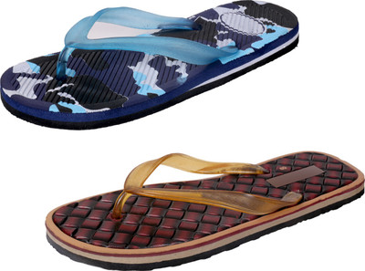 

IndiWeaves StepCare Slippers, Blue::brown