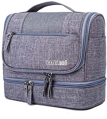 

ShopyBucket Travel Hanging Accessories Toiletry Kit with Dry and Wet Separation 2-layer Design Organizer Small Travel Bag - Large(Grey)