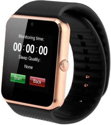 

Junaldo smart phone watch with call , Bluetooth function. with sim and memory card slot gold Smartwatch(Black Strap Free Size)