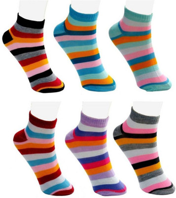 Chartbusters Women Striped Ankle Length(Pack of 6)
