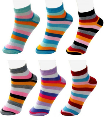 Chartbusters Women Striped Ankle Length(Pack of 6)