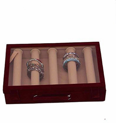 Kuber Industries Wooden Bangle Organizer Box 5 Rod, Maroon Bangle Vanity Box Vanity Box(Maroon)