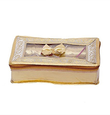 

Kuber Industries Brocade 2 Rod Bangle Box, Golden (KI00803) Bangle Vanity Box Vanity Box(Golden)