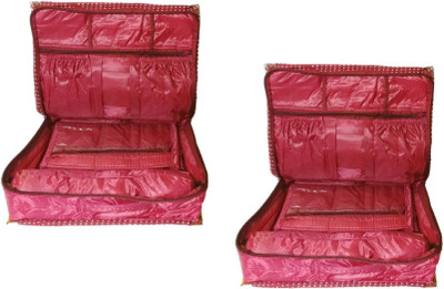 

shivanshshine Set Of 2 Pc Necklace Bangle Locker Cosmetic Storage Vanity Bag (Maroon) Vanity Bag Vanity Box(Maroon)