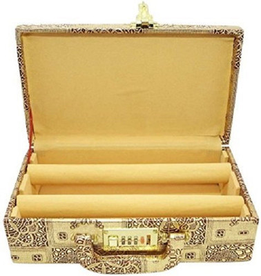 

Kuber Industries Wooden 2 Rod Bangle Box, Golden Vanity Box Vanity Box(golden)