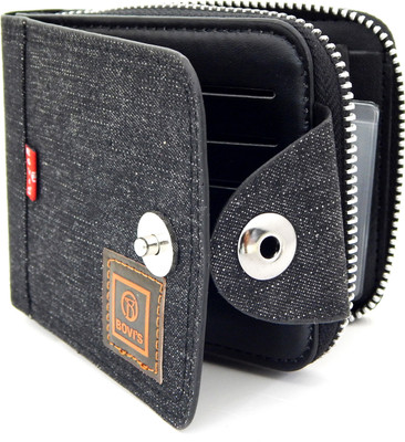 

Bovi'S Men Black Artificial Leather, Fabric Wallet(7 Card Slots)