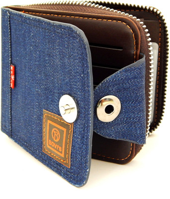 

Bovi'S Men Blue Artificial Leather, Fabric Wallet(7 Card Slots)