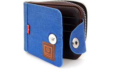 

Bovi'S Men Multicolor Artificial Leather, Fabric Wallet(7 Card Slots), Sky blue