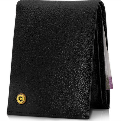 

POLLSTAR Men Black Genuine Leather Wallet(7 Card Slots)