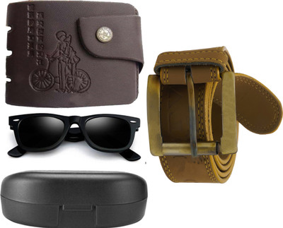 

Peacock Mundkar Wallet, Belt Combo(Black, Yellow)