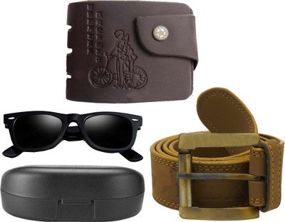 

Peacock Mundkar Wallet, Belt Combo(Black, Yellow)