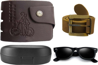 

Peacock Mundkar Wallet, Belt Combo(Black, Yellow)