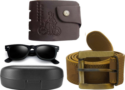 

Peacock Mundkar Wallet, Belt Combo(Black, Yellow)