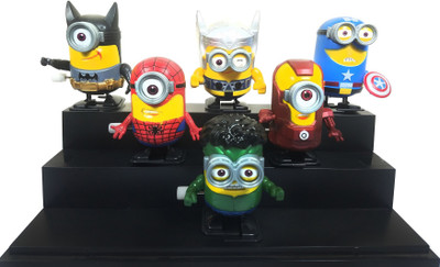 

imodish 6 pcs Minion Avengers Action Figure Hulk, Spiderman, Iron Man, Captain America, Thor, Batman Wind Up Moving Walking Toys(Multicolor)