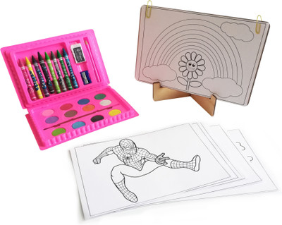 

Kit4Curious Kids Art Gallery Gift pack – 3D Puzzle & Coloring Art Kit with Color set, DIY Gallery stand, 10 coloring sheets and instruction manual