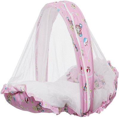 

VParents Little champ Baby Bedding set with Mosquito net and pillow Foldable Bed(Fabric, Pink)