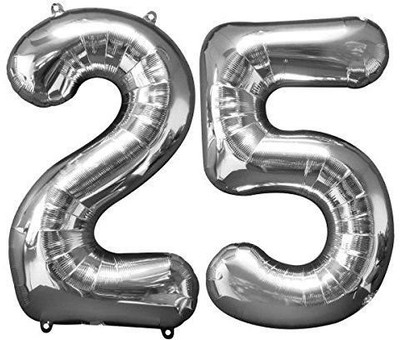 

My Party Suppliers Solid '25' ANNIVERSARY FOIL BALLOONS Balloon Bouquet(Silver, Pack of 1)