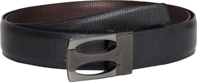 

ZORO Men Formal, Party, Casual Black Artificial Leather Reversible Belt, Black/brown 02
