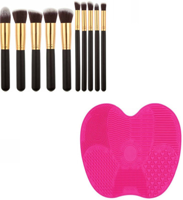 

Royalkart 10 Pcs Professional Makeup Brush Set With Makeup Brush Cleaning Mat(Pack of 11)