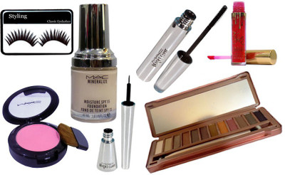 

styling Eyelashes&Blusher&Liner&Mascara&Mineralize Foundation& 12Shades Pelette&Kyile Lip Gloss(Set of 7)