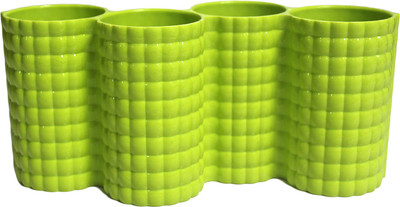 

ShopyBucket 4 Compartments Plastic Utensil Holder(Green)