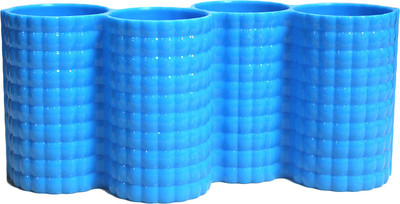 

ShopyBucket 4 Compartments Plastic Utensil Holder(Blue)