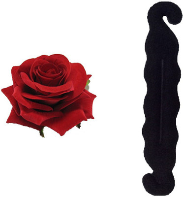 

Jampak™ Quality product Combo Of Hair Donut And Red rose Flower Hair Clip, 15 Gram, Pack Of 1 Hair Accessory Set(Black)