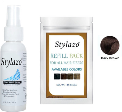 

stylazo Combo Pack Of Hair Fiber Hold Spray 35 ml & Hair Building Fiber (Hair Loss Concealer ) 25g ,Dark Brown(25 g)