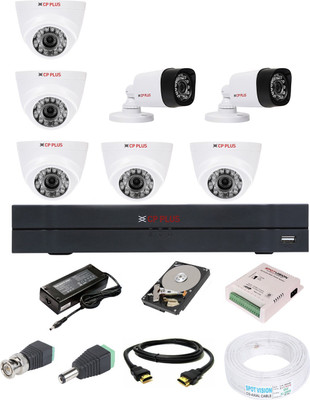 CP PLUS 8 Channal HD DVR 1080p 1Pcs,Bullet Camera 1MP 2Pcs,Dome Camera 1MP 5Pcs,1 TB Toshiba Surveillance Hard Disk With 3 Year Warranty Security Camera(1 TB, 8 Channel)
