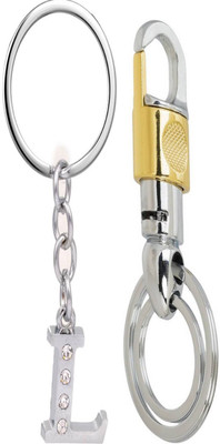 MGP FASHION L Alphabet with White Artificial Stone And Golden Hook Key Chain