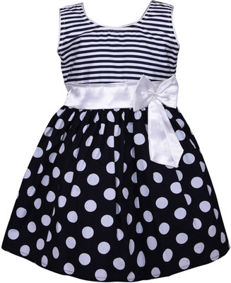 Wishkaro Girls Midi/Knee Length Casual Dress(Black, Sleeveless)