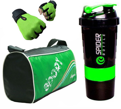 

Snipper Combo of Sports Bag, Gloves and Spider Shaker(Green) Gym & Fitness Kit