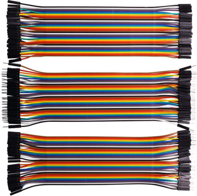 

DIY 120 Pieces Jumper Wire Set 40 M-M + 40 M-F + 40 F-F Wires (Multicolor)(Multicolor)