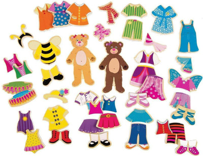 

Toyshine Pocket Bears Wooden Magnetic Dress-Ups with 40+ Illustrated Wooden Magnetic Outfit, Creative Toy(Multicolor)