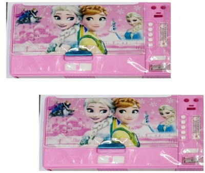 

S2KCrafts s2kc-1015 frozen s2kc-1015 frozen,frozen 8 buttons jumbo plastic pencil box Art Plastic Pencil Boxes(Set of 2, Pink)