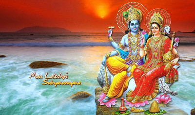 

vishnu ji Bhagwan poster on LARGE PRINT 36X24 INCHES Photographic Paper(36 inch X 24 inch, Rolled)