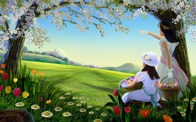 

Animation Girls in Garden Poster Paper Print(12 inch X 18 inch, Rolled)